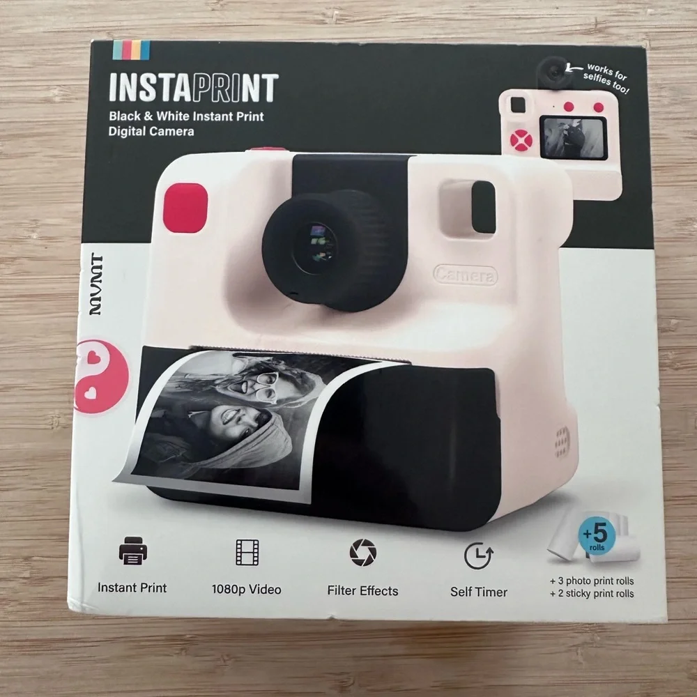 NEW - MVMT INSTAPRINT Black & White Instant Print Digital Camera